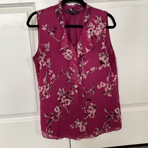 White House Black Market Pink Sleeveless Ruffled Blouse